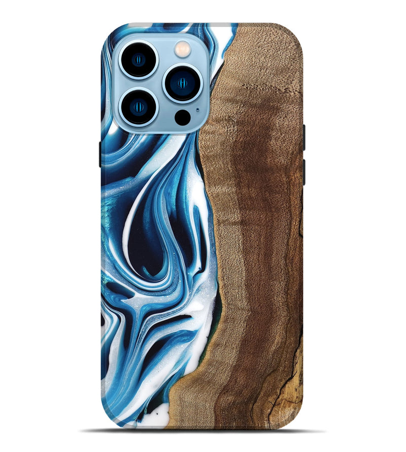 iPhone 14 Pro Max Wood Live Edge Phone Case - Abel (Blue, 745714)