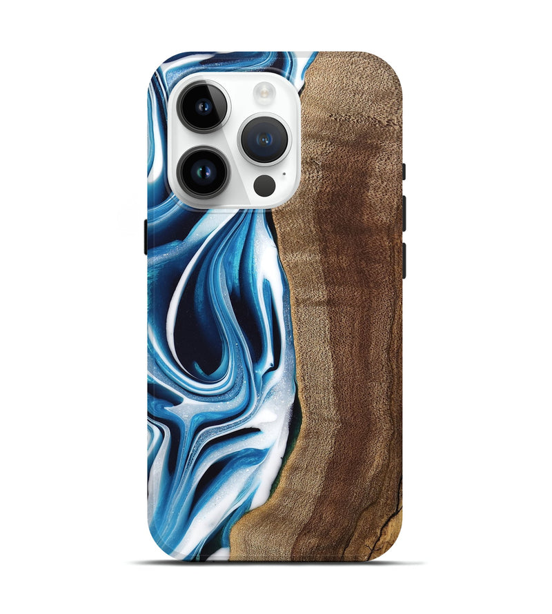 iPhone 15 Pro Wood Live Edge Phone Case - Abel (Blue, 745714)