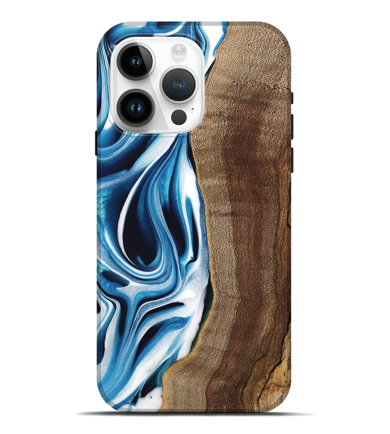 iPhone 15 Pro Max Wood Live Edge Phone Case - Abel (Blue, 745714)