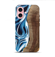 iPhone 16 Wood Live Edge Phone Case - Abel (Blue, 745714)