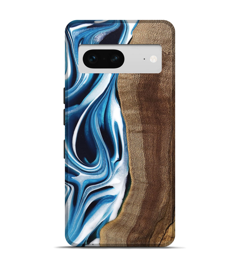 Pixel 7 Wood Live Edge Phone Case - Abel (Blue, 745714)