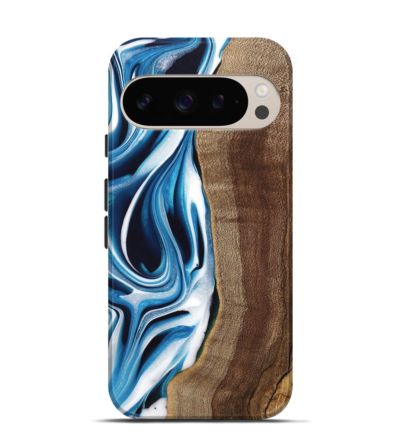 Pixel 9 Pro Wood Live Edge Phone Case - Abel (Blue, 745714)