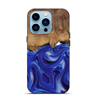 iPhone 14 Pro Wood Live Edge Phone Case - Harding (Blue, 745716)