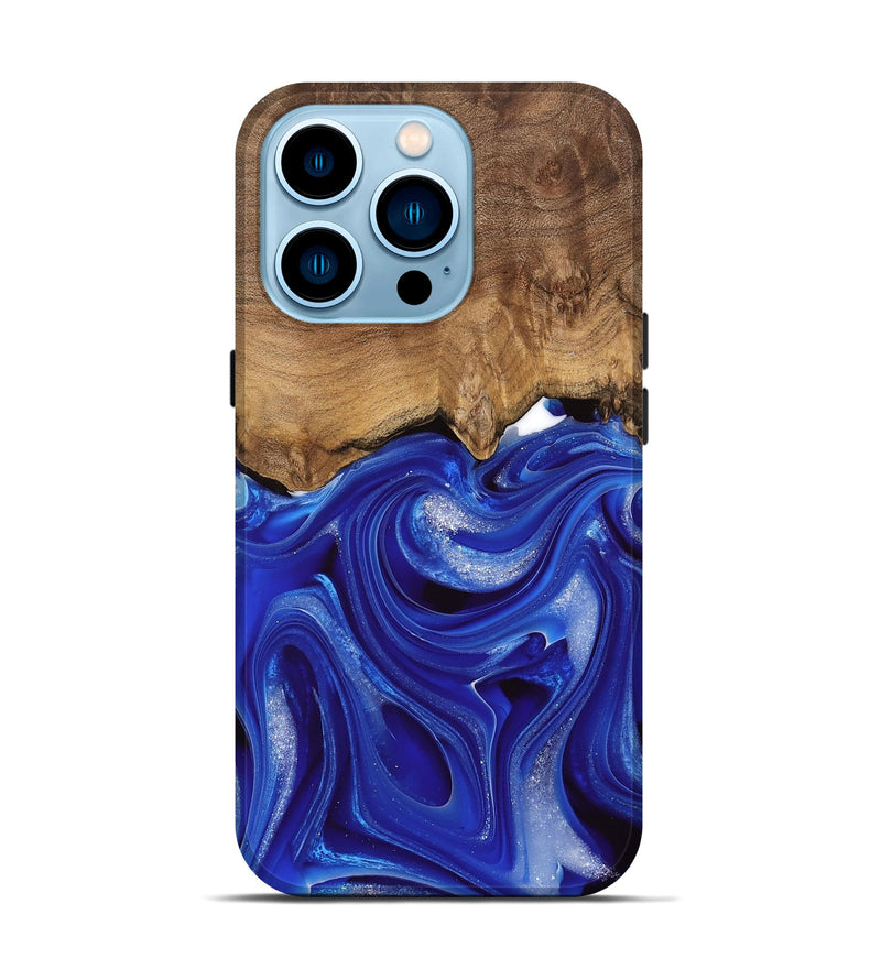 iPhone 14 Pro Wood Live Edge Phone Case - Harding (Blue, 745716)