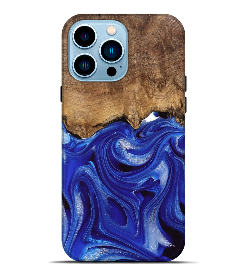 iPhone 14 Pro Max Wood Live Edge Phone Case - Harding (Blue, 745716)