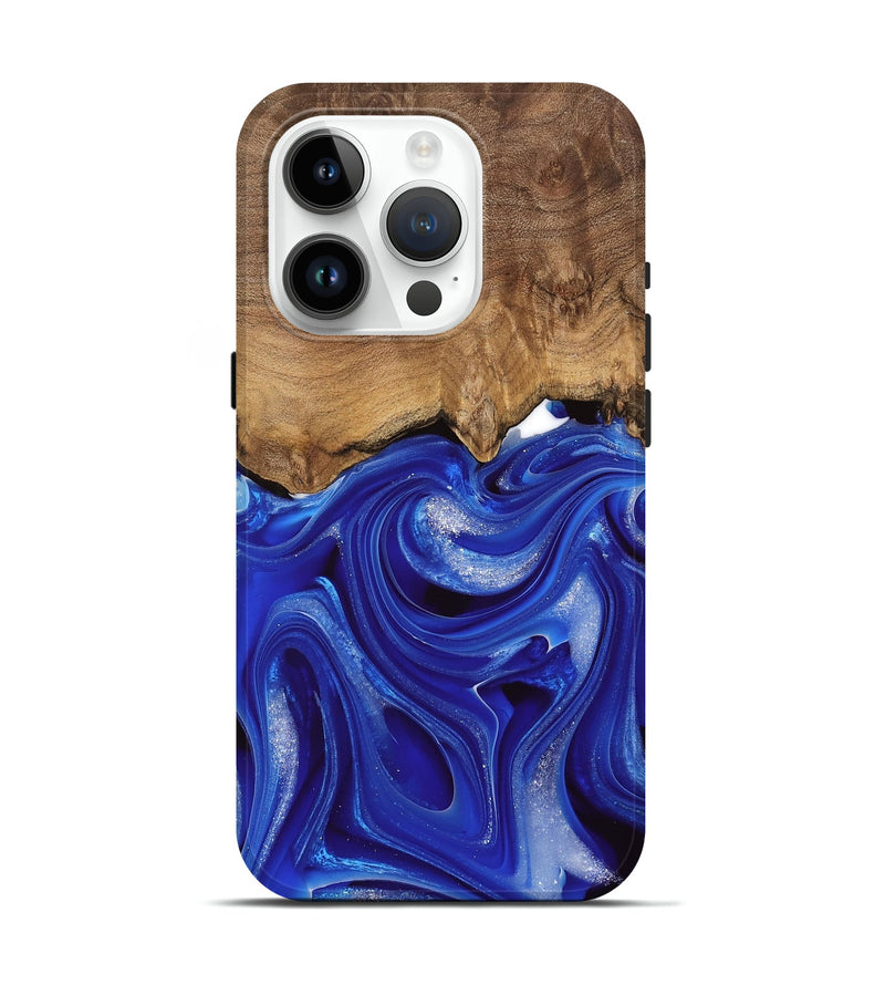 iPhone 15 Pro Wood Live Edge Phone Case - Harding (Blue, 745716)