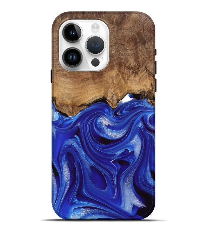 iPhone 15 Pro Max Wood Live Edge Phone Case - Harding (Blue, 745716)