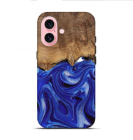 iPhone 16 Wood Live Edge Phone Case - Harding (Blue, 745716)