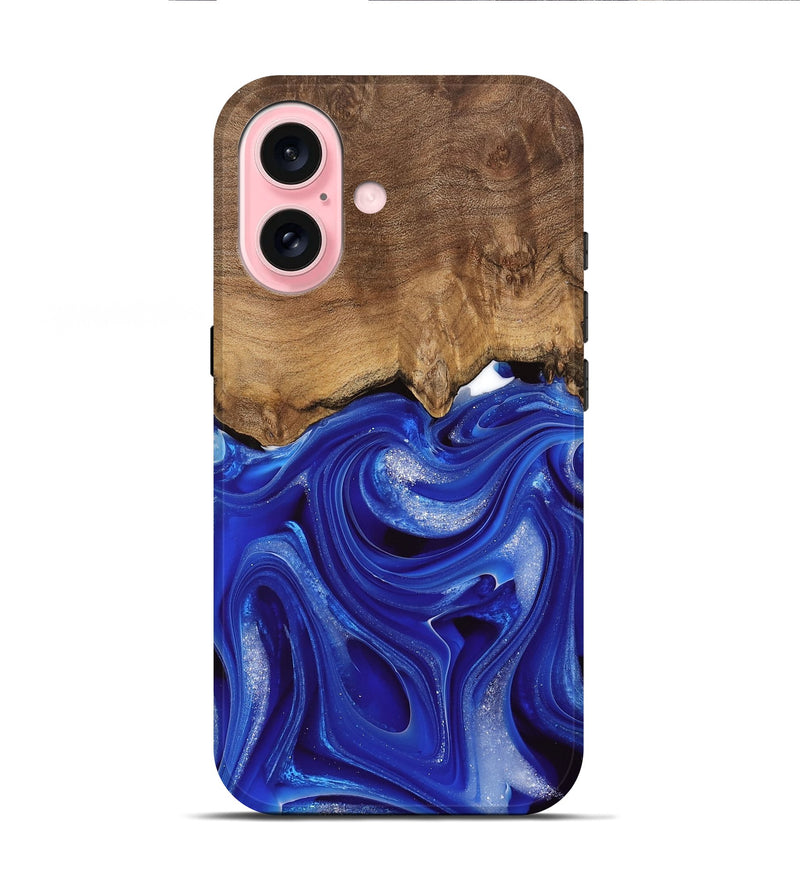 iPhone 16 Wood Live Edge Phone Case - Harding (Blue, 745716)