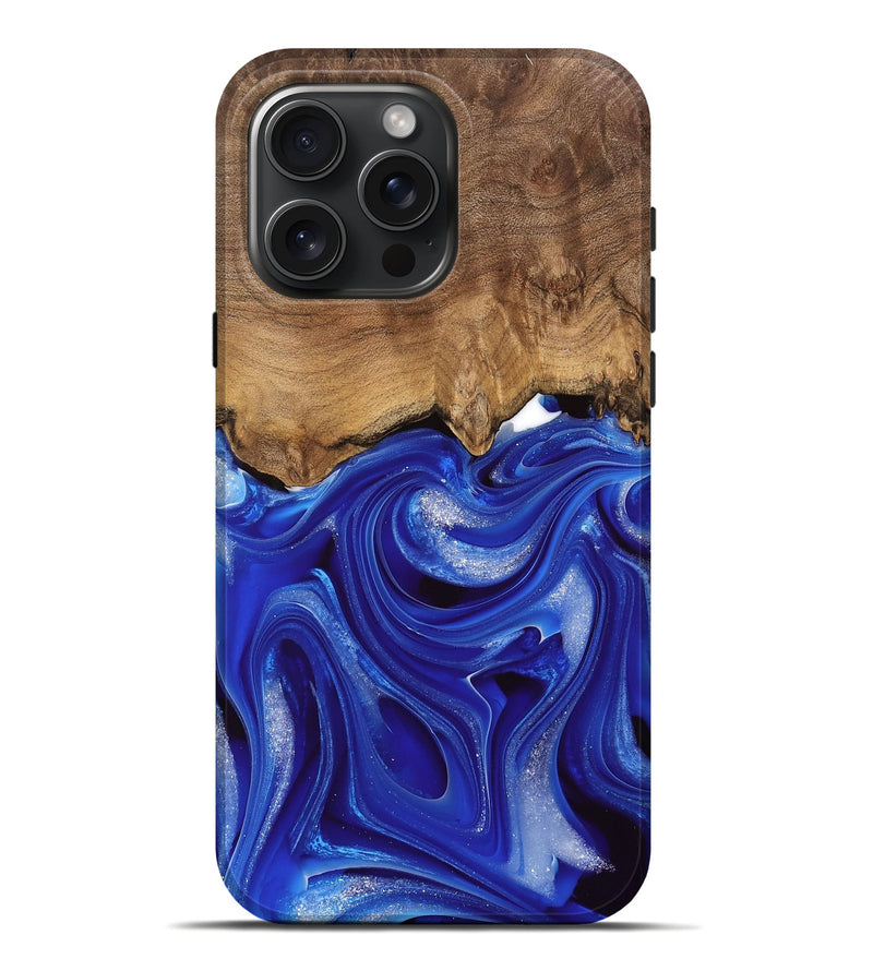 iPhone 16 Pro Max Wood Live Edge Phone Case - Harding (Blue, 745716)