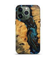 iPhone 13 Pro Wood Live Edge Phone Case - Cooper (Teal & Gold, 745717)