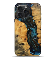 iPhone 16 Pro Max Wood Live Edge Phone Case - Cooper (Teal & Gold, 745717)