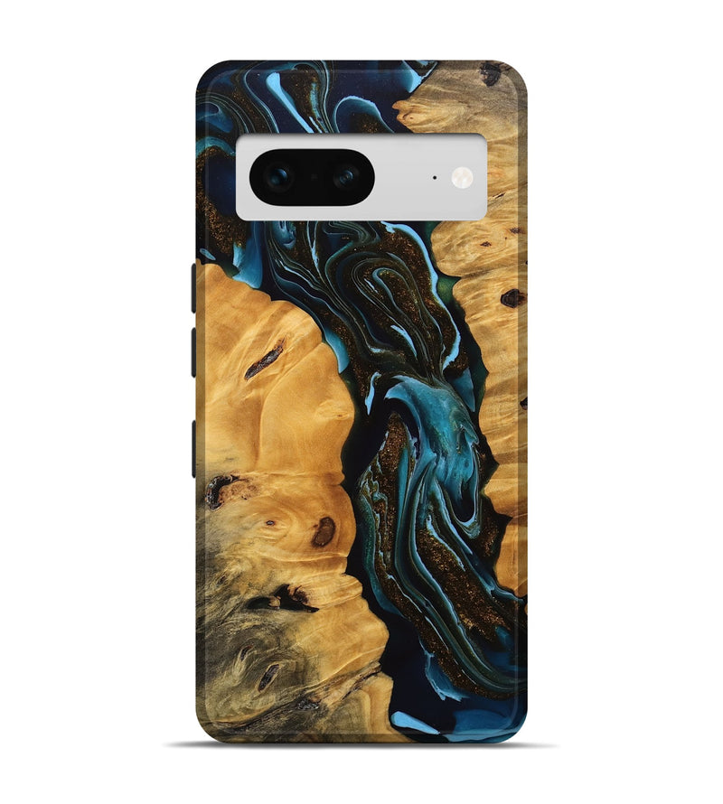 Pixel 7 Wood Live Edge Phone Case - Cooper (Teal & Gold, 745717)