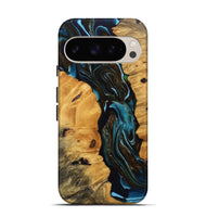 Pixel 9 Pro Wood Live Edge Phone Case - Cooper (Teal & Gold, 745717)