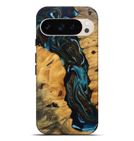 Pixel 9 Pro XL Wood Live Edge Phone Case - Cooper (Teal & Gold, 745717)