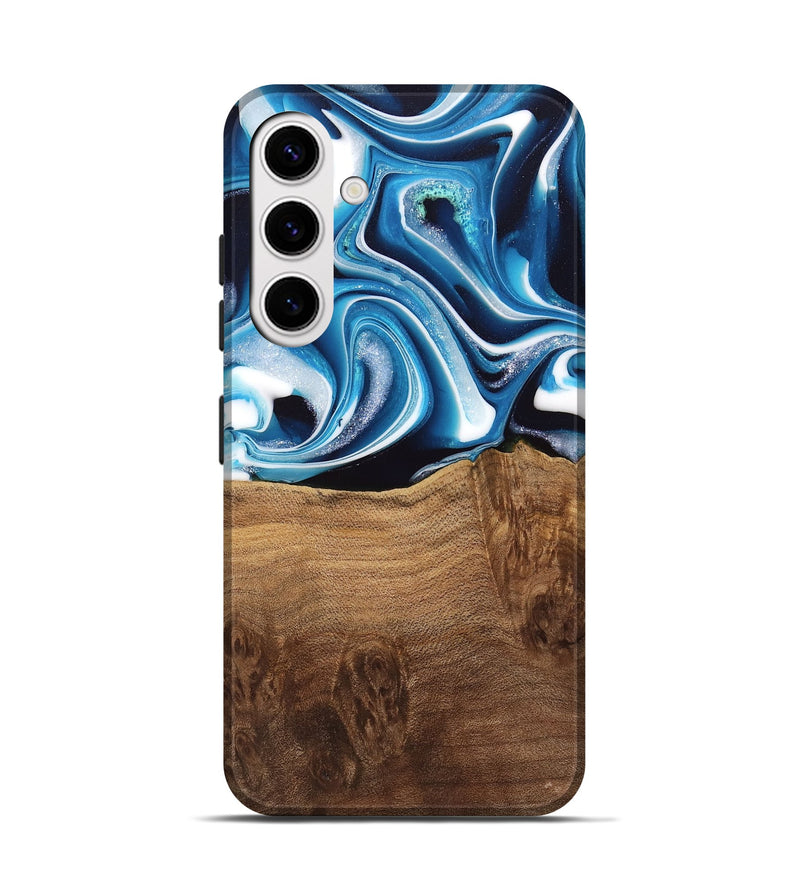 Galaxy S25 Wood Live Edge Phone Case - Ayah (Blue, 745719)