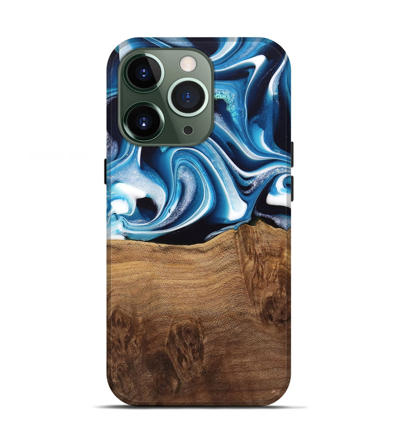 iPhone 13 Pro Wood Live Edge Phone Case - Ayah (Blue, 745719)