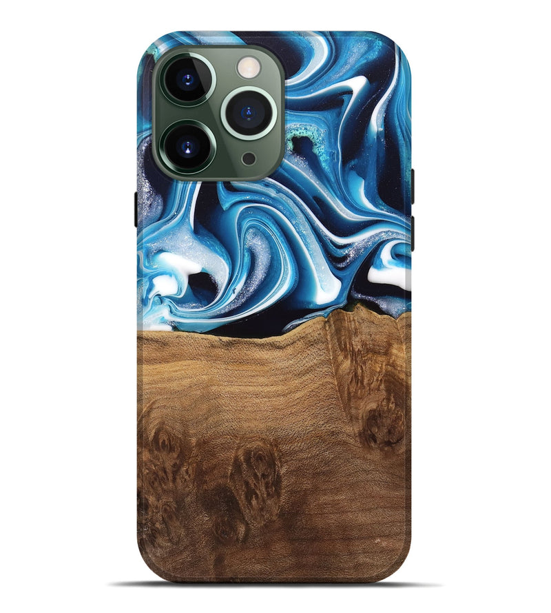 iPhone 13 Pro Max Wood Live Edge Phone Case - Ayah (Blue, 745719)