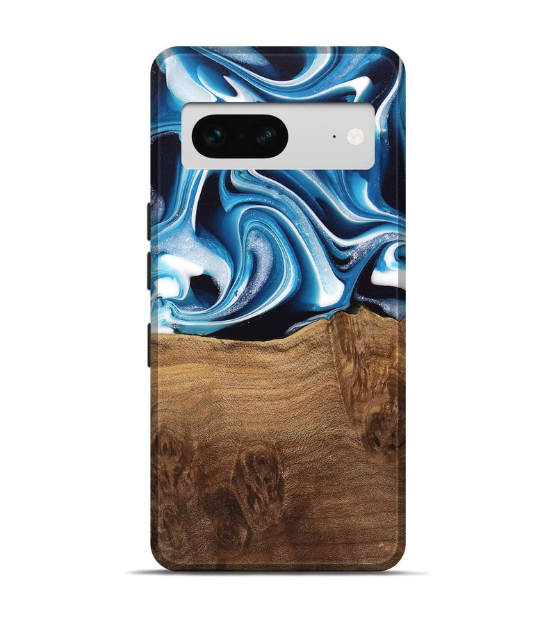 Pixel 7 Wood Live Edge Phone Case - Ayah (Blue, 745719)