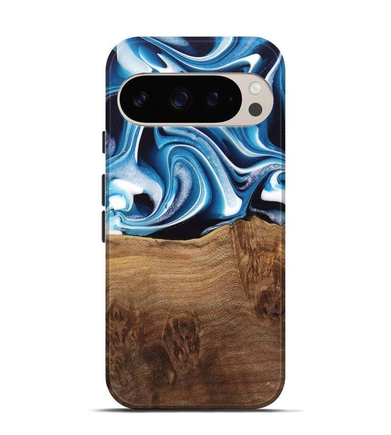 Pixel 9 Pro Wood Live Edge Phone Case - Ayah (Blue, 745719)