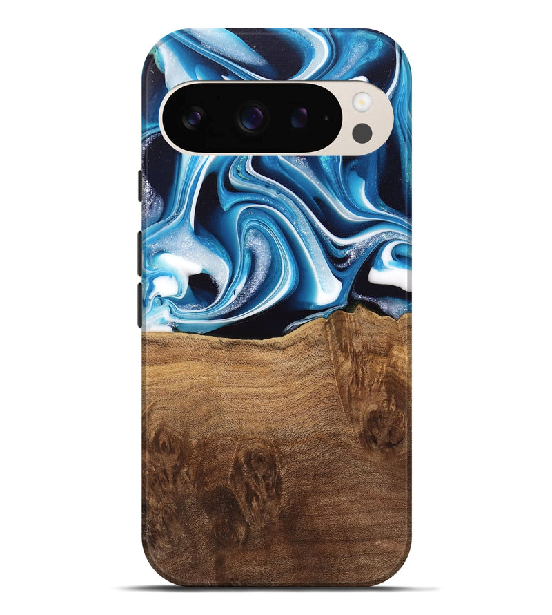 Pixel 9 Pro XL Wood Live Edge Phone Case - Ayah (Blue, 745719)