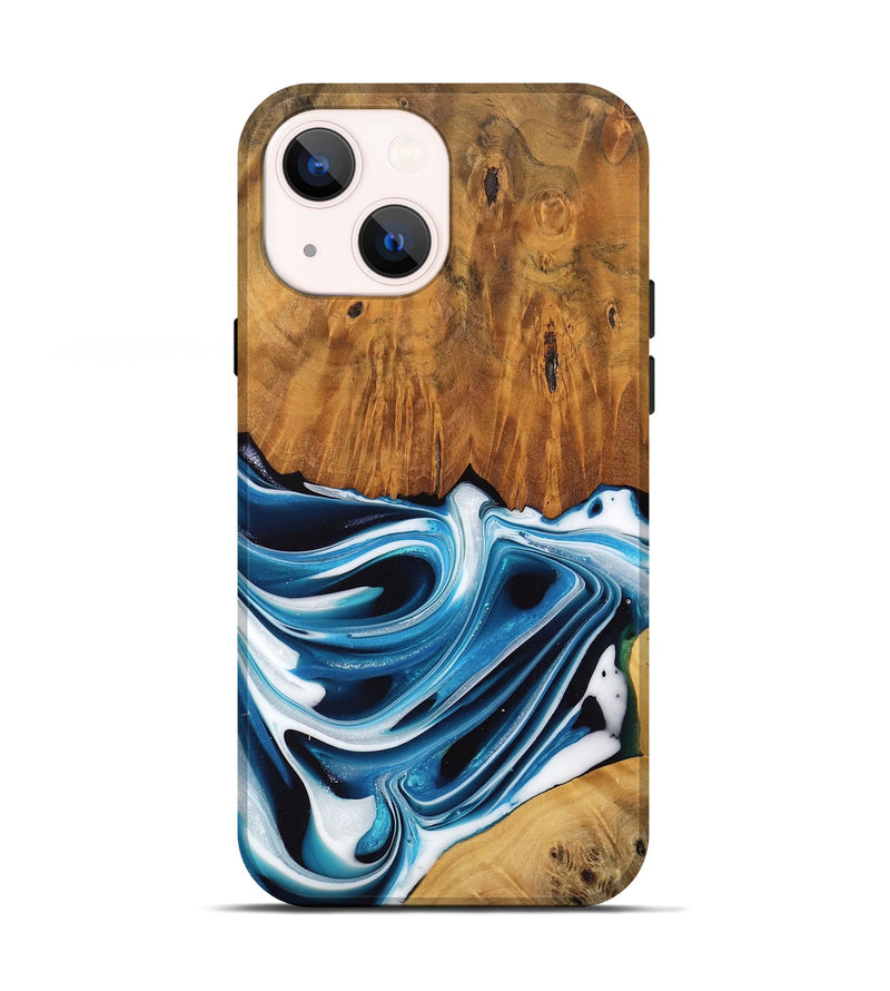 iPhone 13 Wood Live Edge Phone Case - Delia (Blue, 745721)