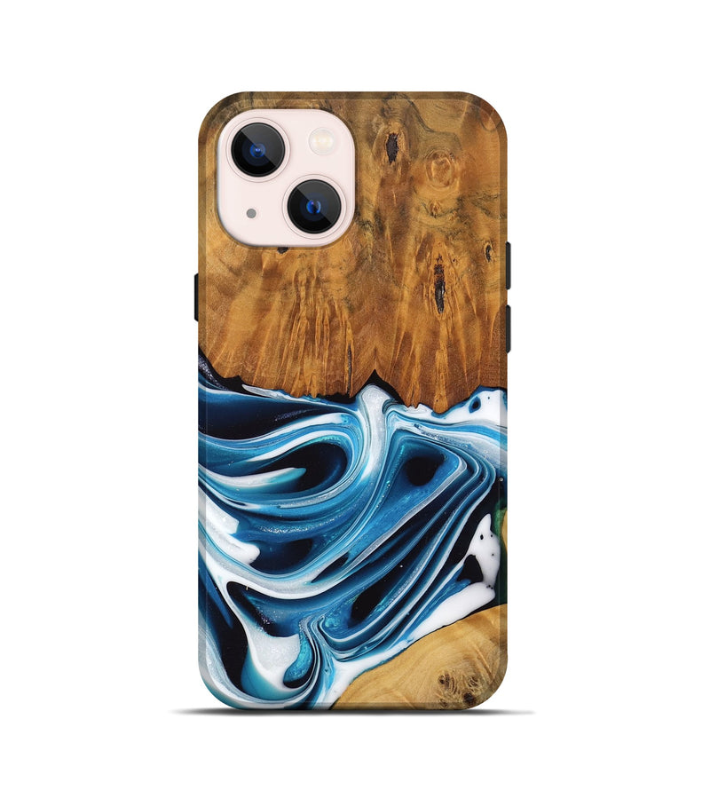 iPhone 13 mini Wood Live Edge Phone Case - Delia (Blue, 745721)