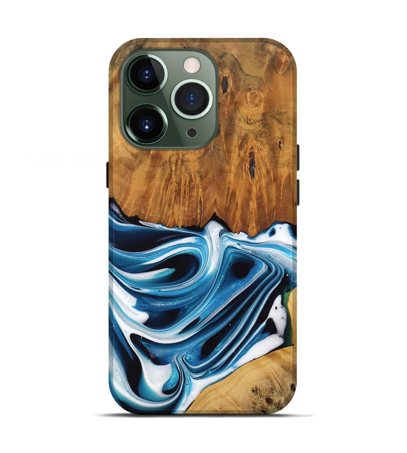 iPhone 13 Pro Wood Live Edge Phone Case - Delia (Blue, 745721)