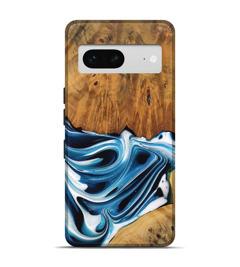 Pixel 7 Wood Live Edge Phone Case - Delia (Blue, 745721)