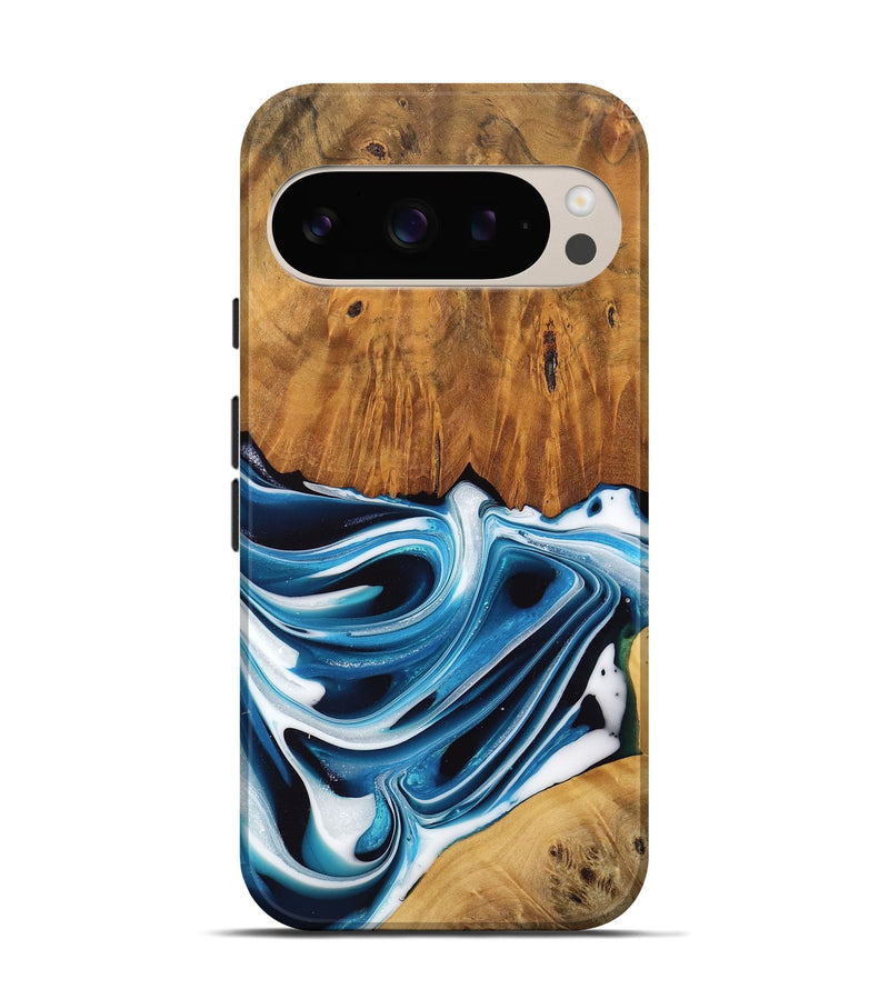 Pixel 9 Pro Wood Live Edge Phone Case - Delia (Blue, 745721)