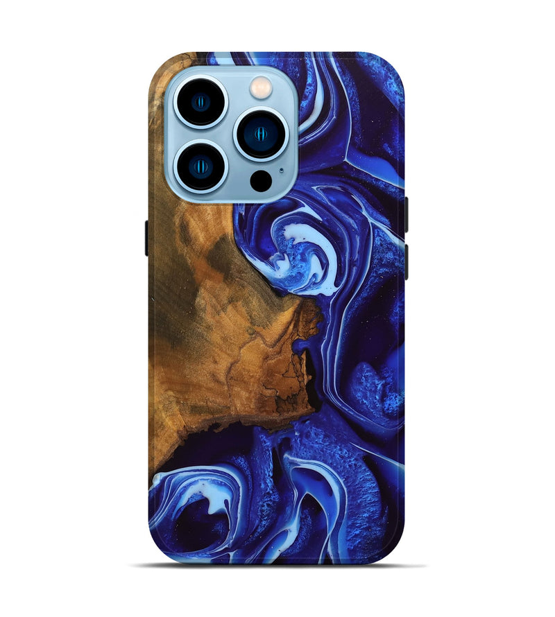 iPhone 14 Pro Wood Live Edge Phone Case - Eldred (Blue, 745722)