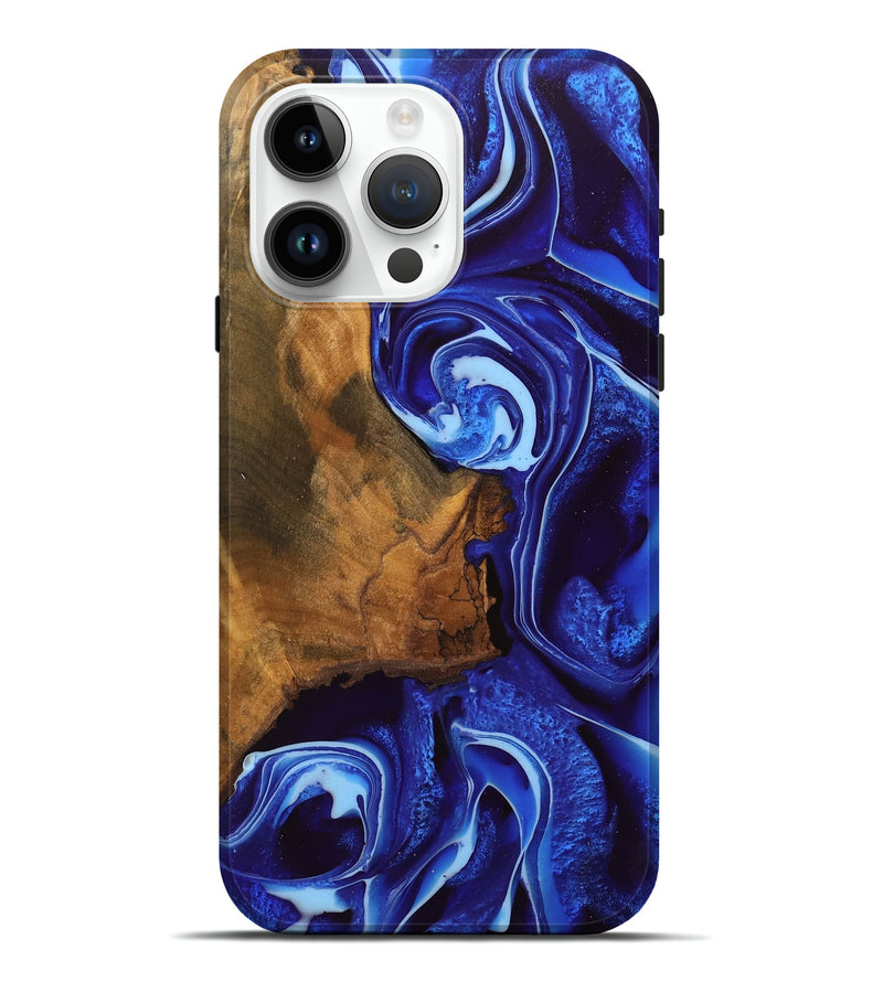 iPhone 15 Pro Max Wood Live Edge Phone Case - Eldred (Blue, 745722)