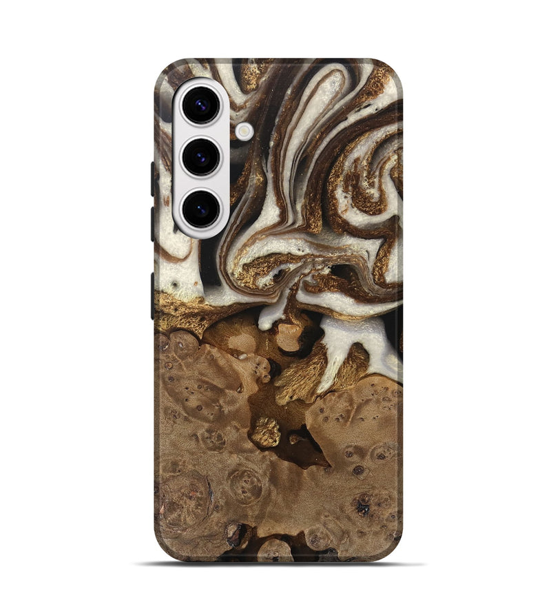 Galaxy S25 Wood Live Edge Phone Case - Albert (Black & White, 745724)