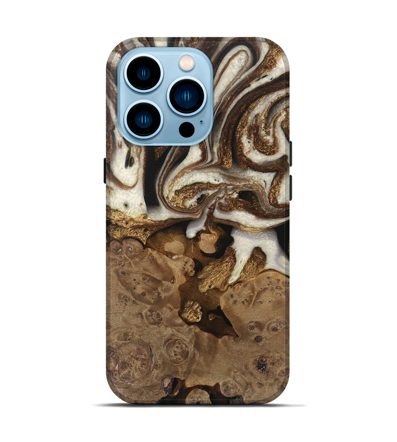 iPhone 14 Pro Wood Live Edge Phone Case - Albert (Black & White, 745724)