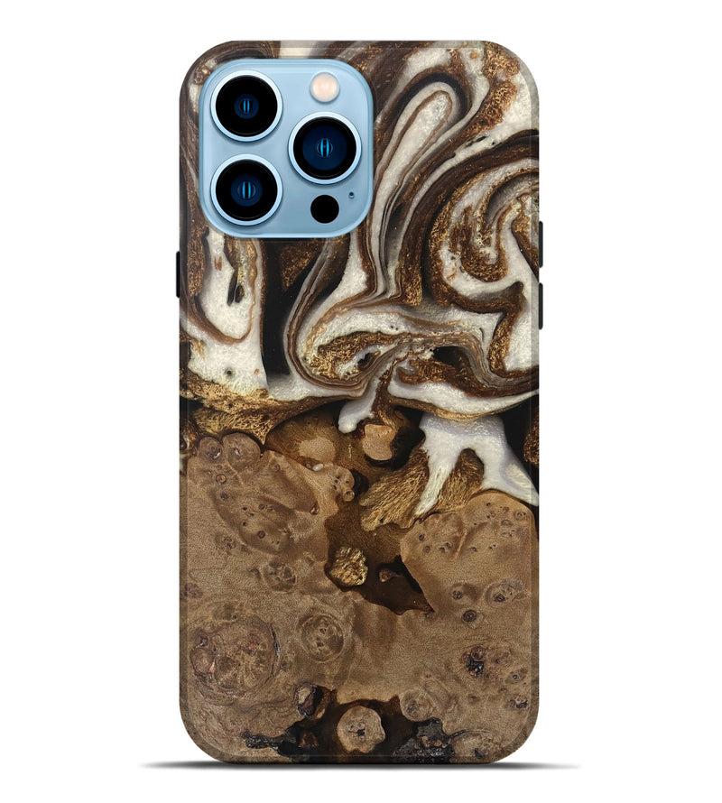 iPhone 14 Pro Max Wood Live Edge Phone Case - Albert (Black & White, 745724)