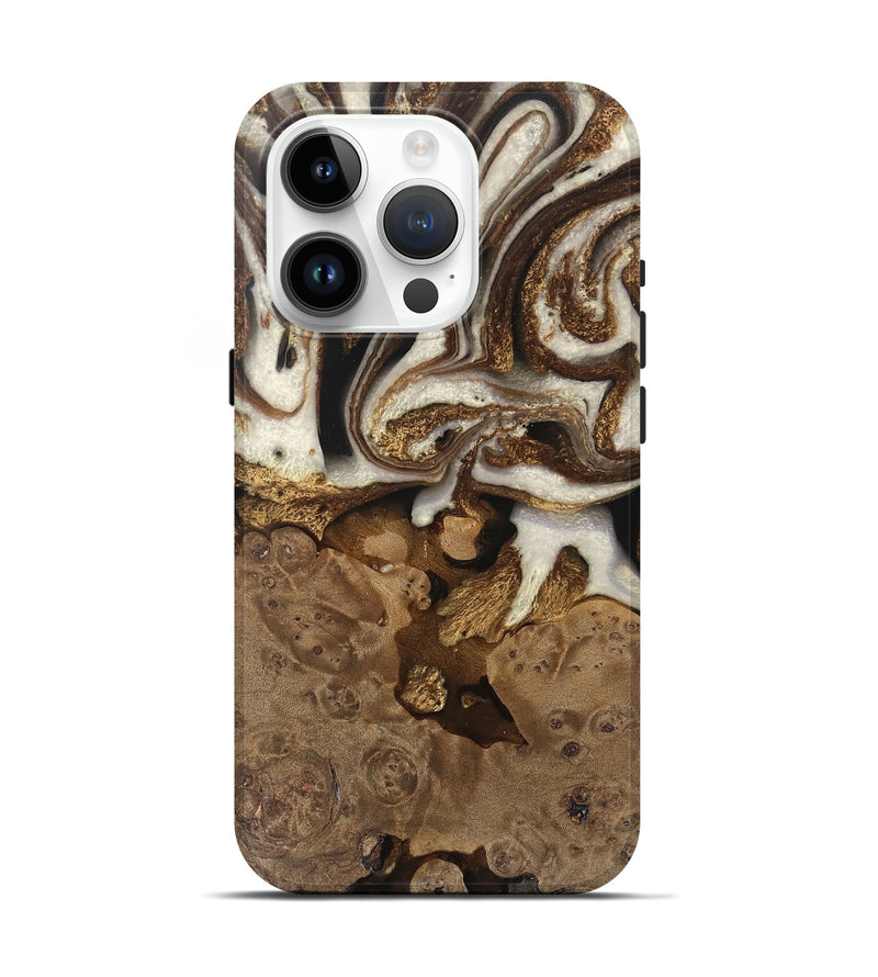 iPhone 15 Pro Wood Live Edge Phone Case - Albert (Black & White, 745724)