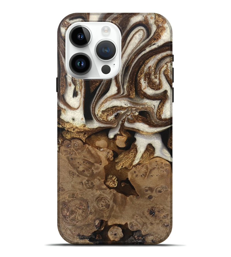 iPhone 15 Pro Max Wood Live Edge Phone Case - Albert (Black & White, 745724)