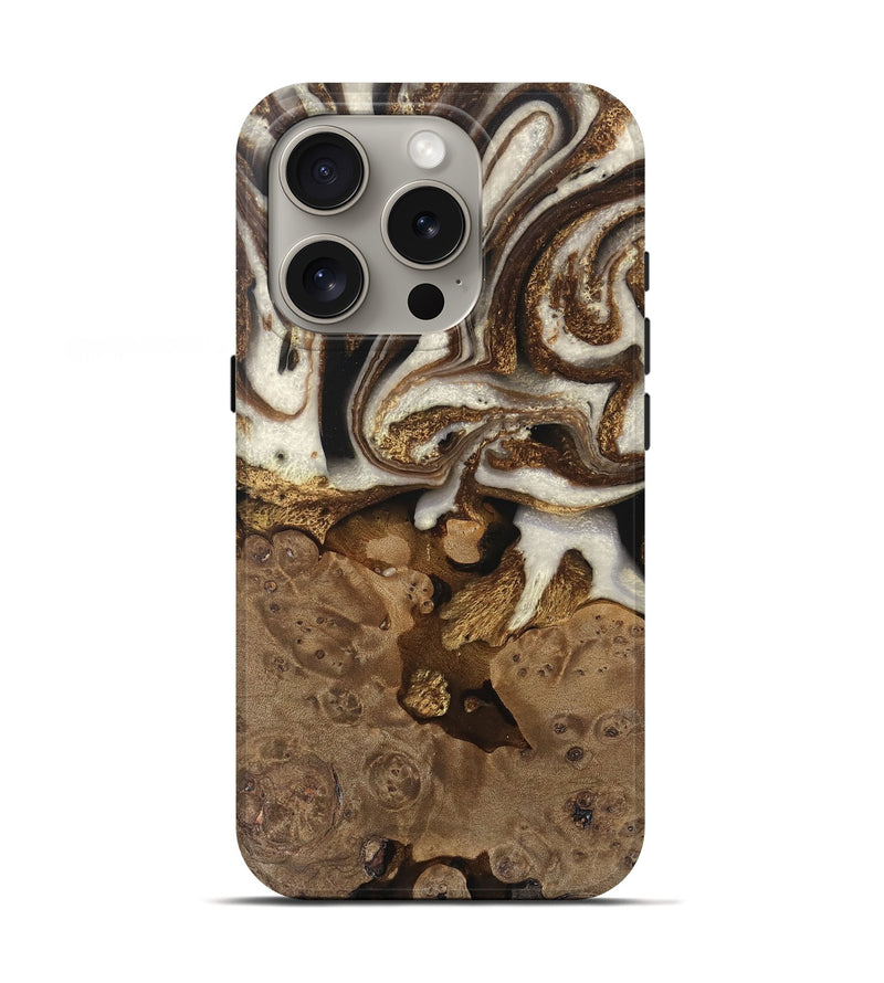 iPhone 16 Pro Wood Live Edge Phone Case - Albert (Black & White, 745724)