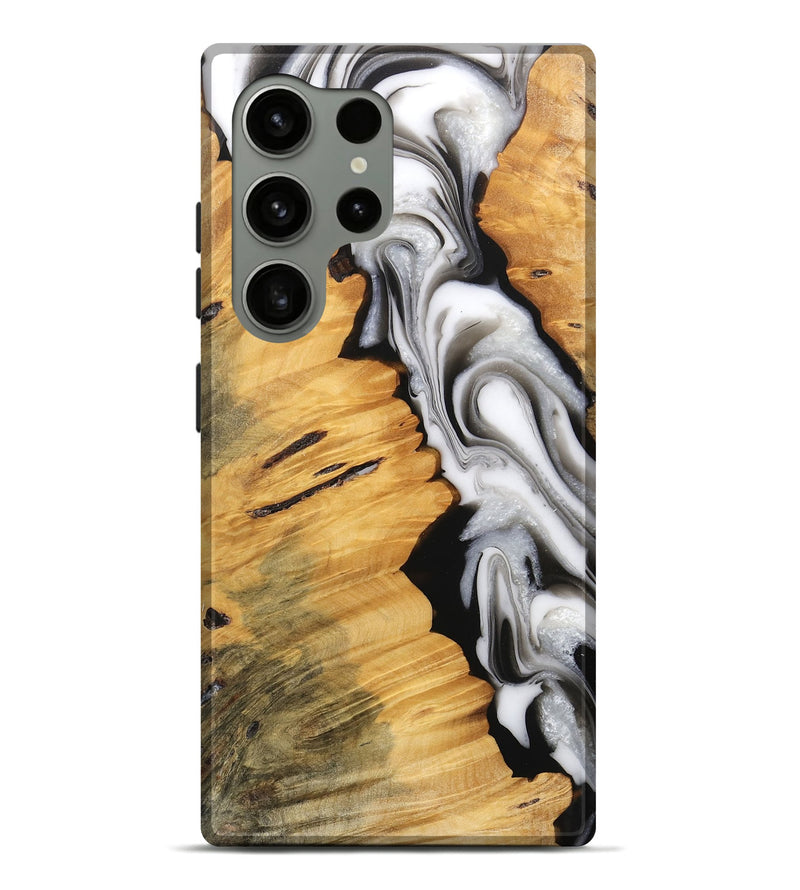 Galaxy S24 Ultra Wood Live Edge Phone Case - Harlem (Black & White, 745726)