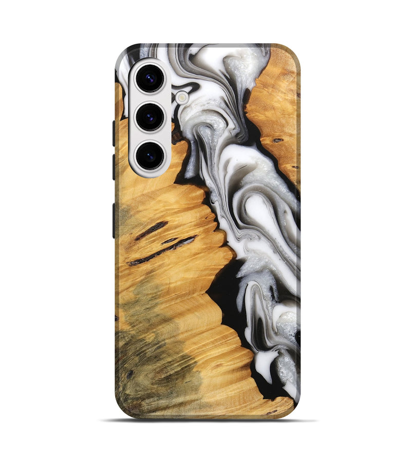 Galaxy S25 Wood Live Edge Phone Case - Harlem (Black & White, 745726)