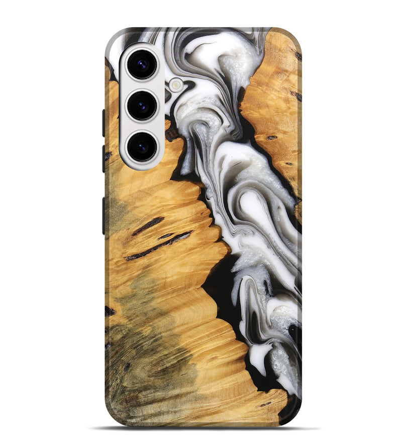 Galaxy S25 Plus Wood Live Edge Phone Case - Harlem (Black & White, 745726)