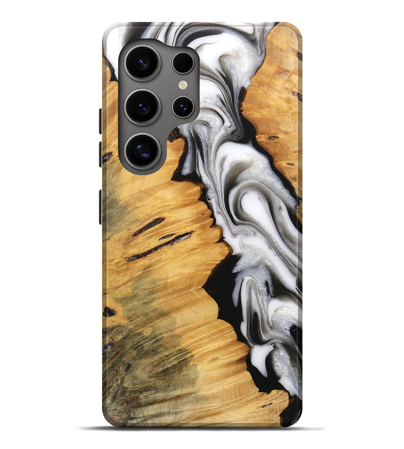 Galaxy S25 Ultra Wood Live Edge Phone Case - Harlem (Black & White, 745726)