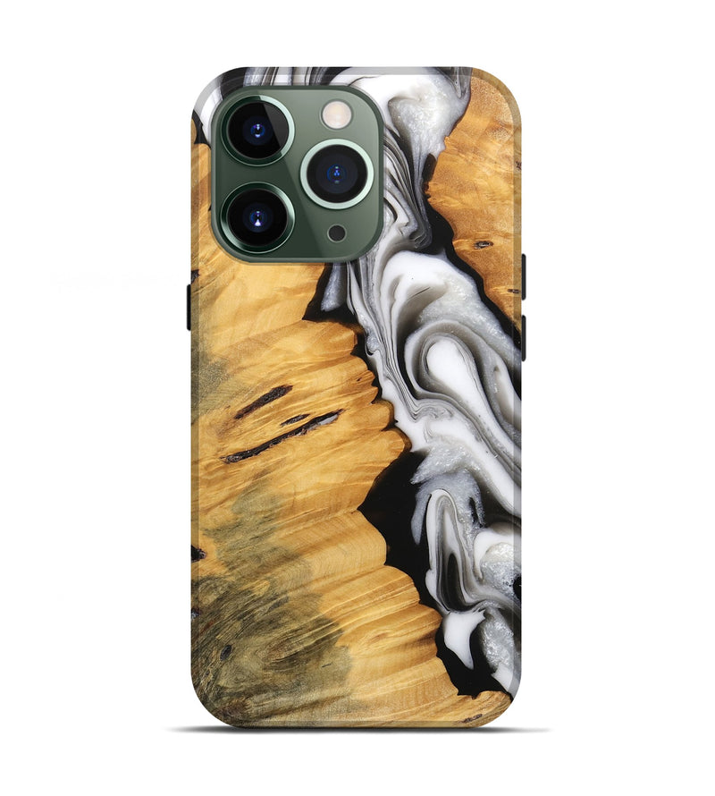 iPhone 13 Pro Wood Live Edge Phone Case - Harlem (Black & White, 745726)