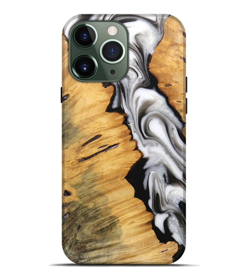 iPhone 13 Pro Max Wood Live Edge Phone Case - Harlem (Black & White, 745726)