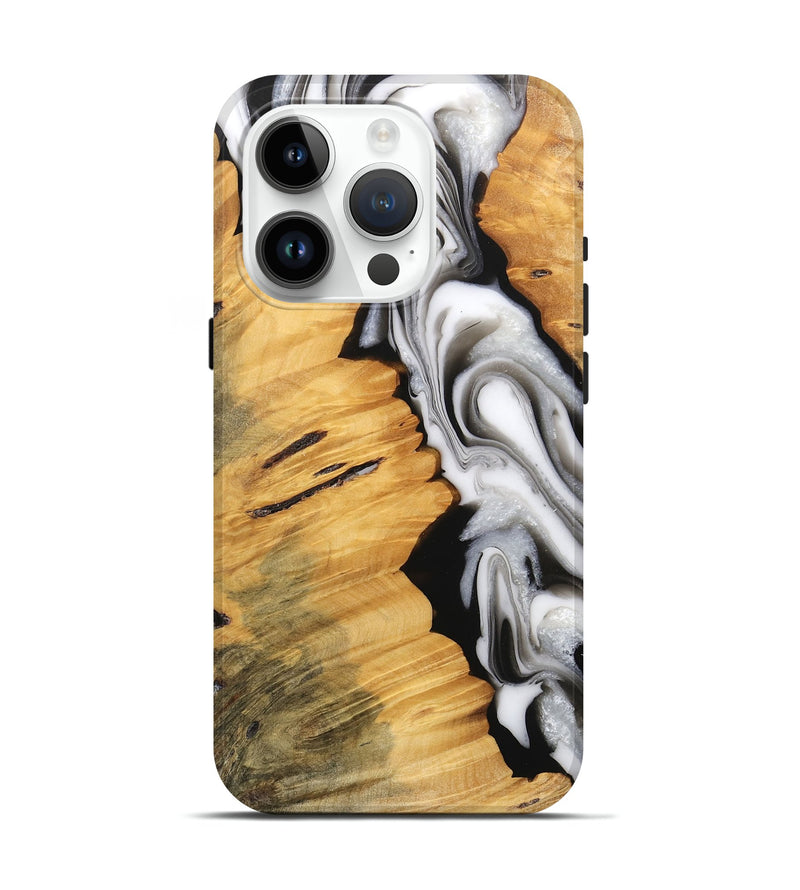 iPhone 15 Pro Wood Live Edge Phone Case - Harlem (Black & White, 745726)