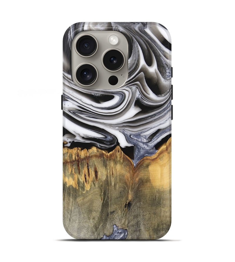 iPhone 16 Pro Wood Live Edge Phone Case - Emory (Black & White, 745727)