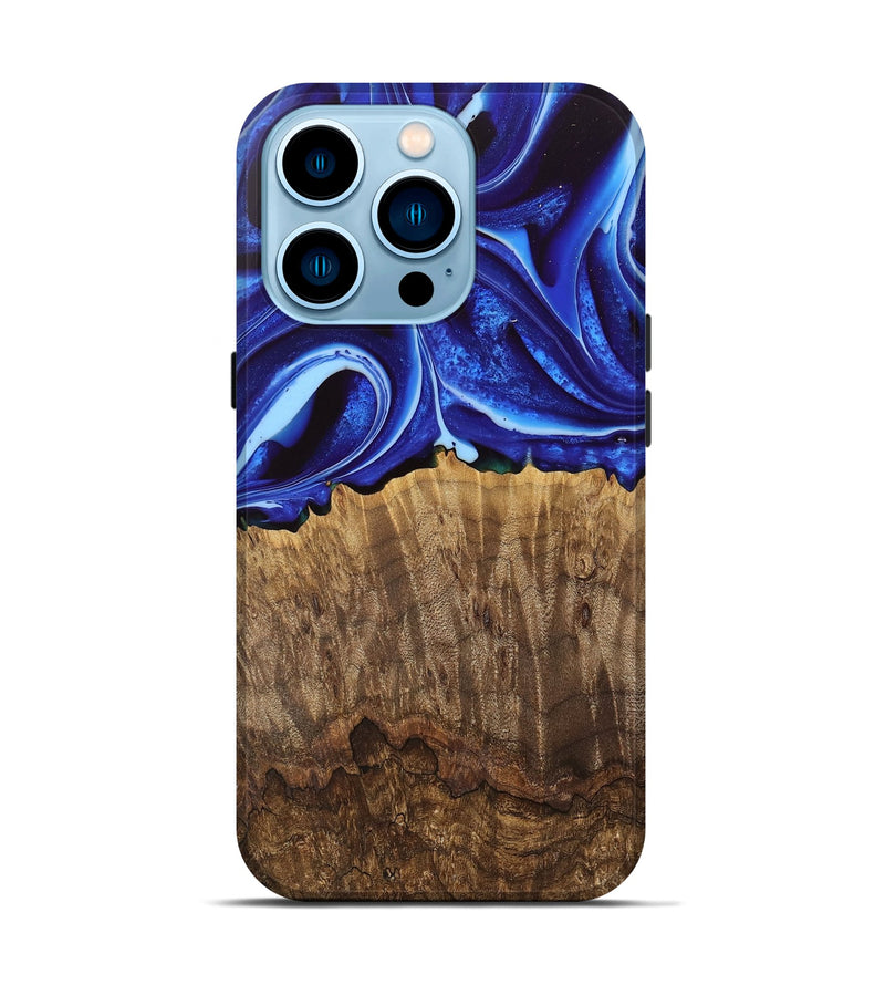 iPhone 14 Pro Wood Live Edge Phone Case - Koa (Blue, 745728)