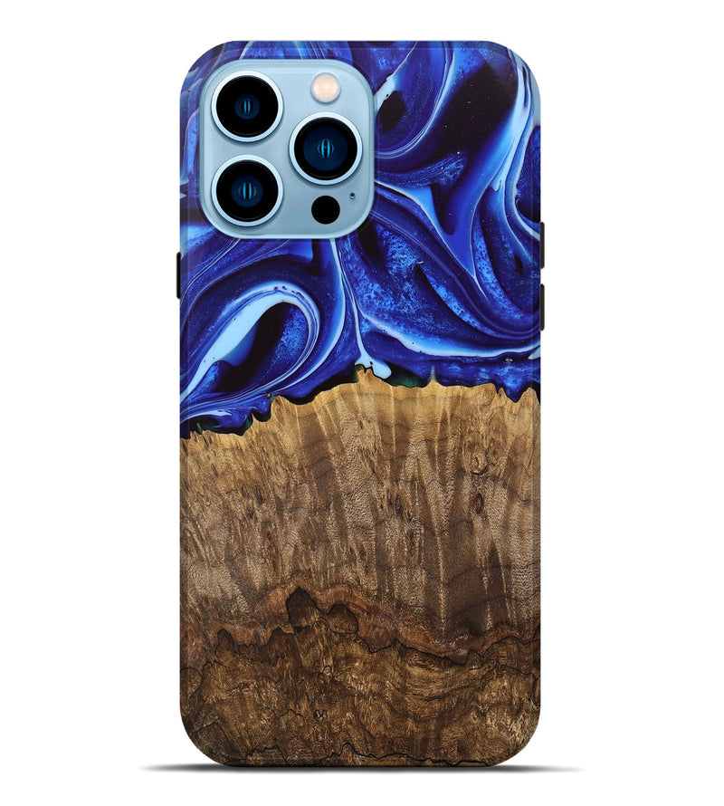 iPhone 14 Pro Max Wood Live Edge Phone Case - Koa (Blue, 745728)