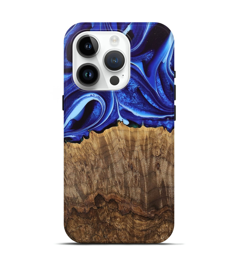 iPhone 15 Pro Wood Live Edge Phone Case - Koa (Blue, 745728)