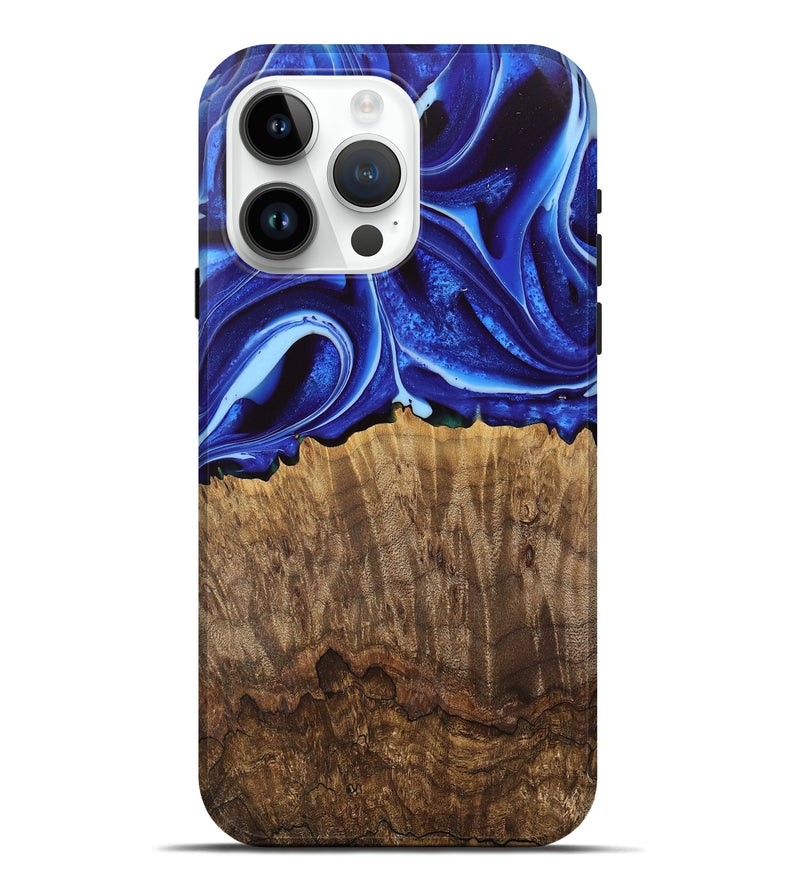 iPhone 15 Pro Max Wood Live Edge Phone Case - Koa (Blue, 745728)